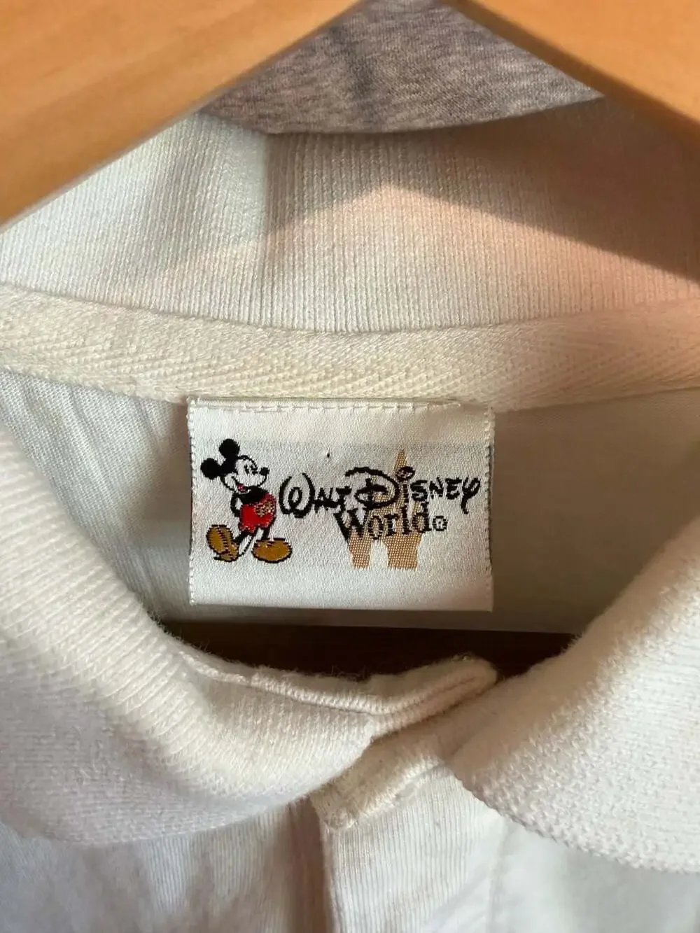 Vintage Walt Disney World Mickey Mouse Golf Striped Polo Shirt White Medium